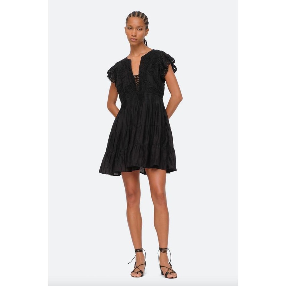 Sea New York Black Eyelet Mini Dress